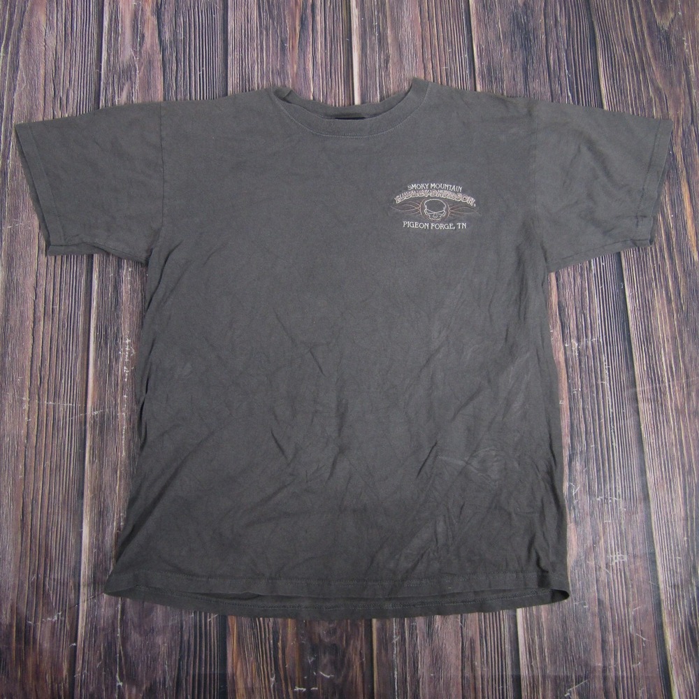 Harley-Davidson Smoky‎ Mountain Shirt Mens Large Gray Pigeon Forge TN Biker Tee